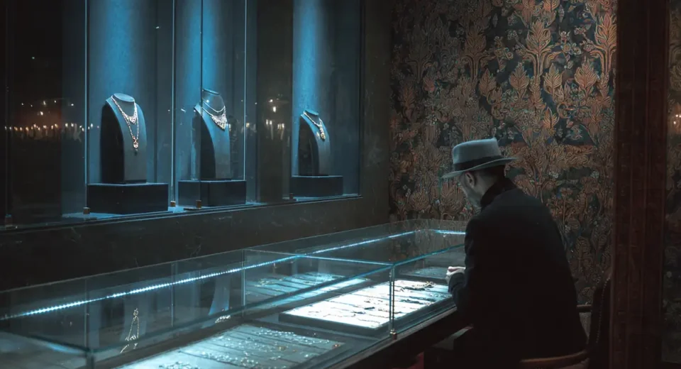 गोरखपुर: कुसम्ही बाज़ार में ग्राहक बनकर आया चोर, ज्वेलरी शॉप से ₹5 लाख के सोने पर किया हाथ साफ़ ज्वेलरी शॉप में ग्राहक बनकर घुसा चोर. फोटो: एआई जनरेटेड